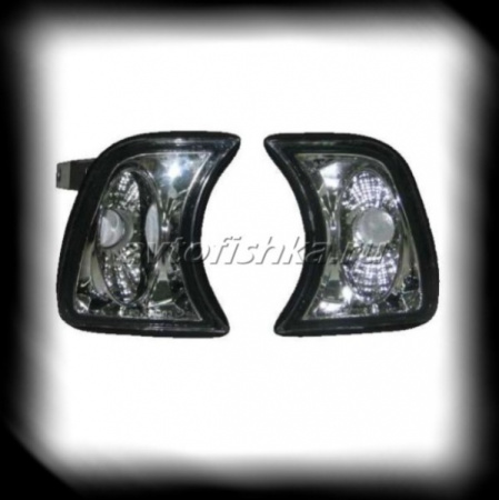 BMW 5 E34 (88-94) поворотники угловые прозрачные хромированные, комплект 2 шт.