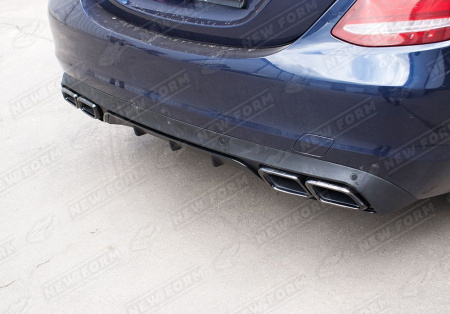 Mercedes-Benz C-Klasse W205 2014 - 2018 Диффузор заднего бампера 6.3 AMG черный на штатный бампер