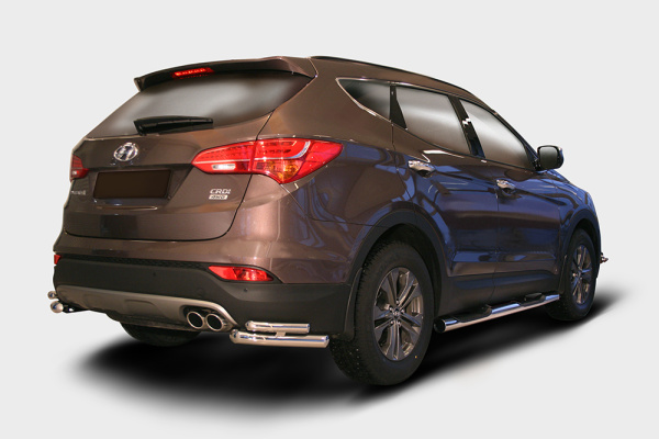 Защита задняя уголки d60/42 двойные,Hyundai Santa Fe 2013-, HYSF.76.1628