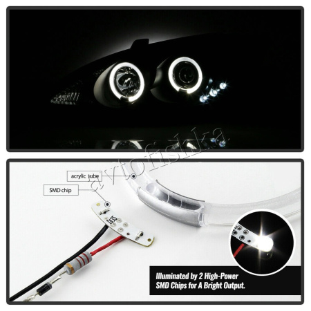 Toyota Camry 30 (02-06) UAE, Europe, USA фары передние черные со светящимися ободками, комплект 2 шт.