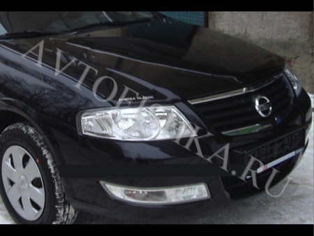 Дефлектор капота темный с надписью Nissan Almera Classic 2006-
