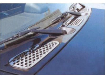 Toyota FJ Cruiser (07-) накладки на дефлекторы воздухозаборников под лобовым стеклом из нержавеющей стали, комплект 3 шт.