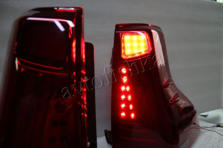 Toyota Land Cruiser Prado FJ150 (10-17) фонари задние светодиодные красно-тонированные, дизайн Lexus, комплект 2 шт.