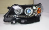 Subaru Forester (09-12) фары передние линзовые черные, с подсветкой DRL и светящимися ободками, комплект 2 шт.