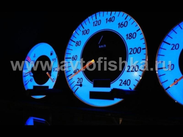 Mercedes W202 C class (93-95) светящиеся шкалы приборов - накладки на циферблаты панели приборов, дизайн № 2