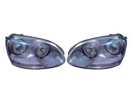 Volkswagen Golf 5 (03-) фары передние линзовые серые, со светящимися ободками, под корректор, комплект 2 шт.