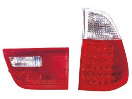 BMW X5 (98-06) фонари задние светодиодные красно-белые прозрачные, комплект лев.+прав.