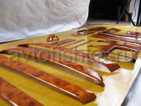 Toyota Highlander (2007-2012) декор салона под дерево вишня, комплект 15 предметов.