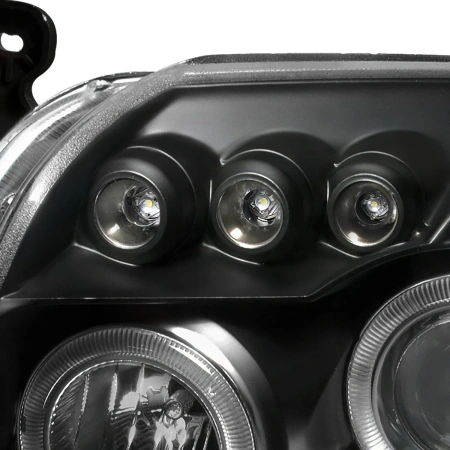 Dodge Caliber (06-12) фары передние линзовые черные, со светящимися ободками, комплект 2 шт.