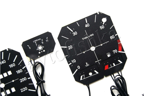 Volkswagen Golf mk1 светодиодные шкалы (циферблаты) на панель приборов - с экономайзером