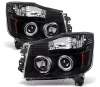Nissan Titan | Armada (2004-2015) фары передние линзовые черные, с ангельскими глазками