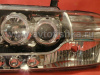 Mitsubishi Pajero 3 (2000-2006) фары передние линзовые хромированные со светящимися ободками и светодиодной подсветкой, комплект 2 шт.