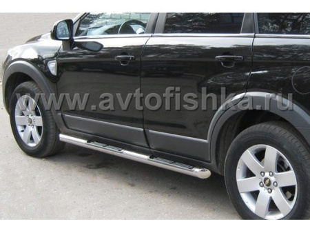 Chevrolet Captiva пороги боковые, труба 70 мм с накладками