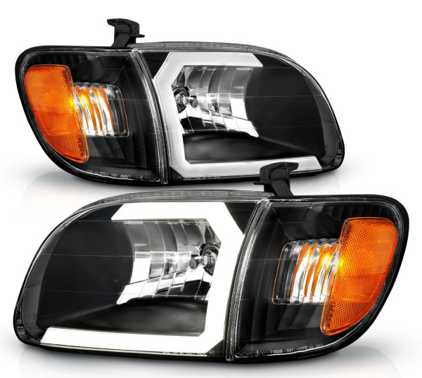 Toyota Tundra (2000-2004) передние фары чёрные с LED C-Light светодиодные