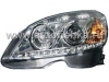 Mercedes C-class W204 (07-11) передние линзовые хромированные фары со светодиодной подсветкой DRL и с моторами электрокорректора, помплект 2 шт.