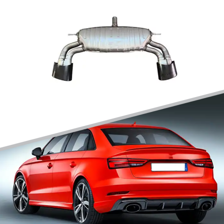 Двойной выхлоп RS3 с черными насадками для Audi A3 S-line 2017-2020