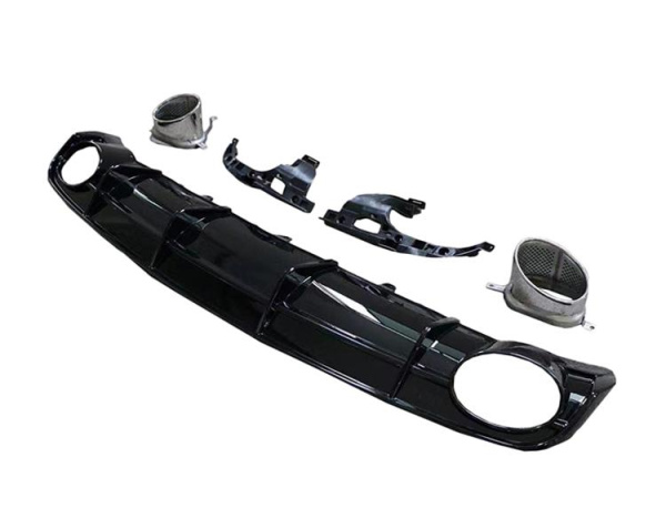 Черный диффузор RS6 с насадками для Audi A6 S-line