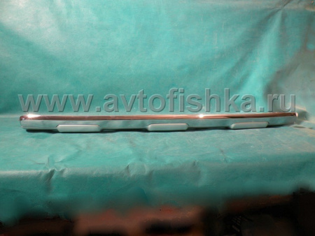 Toyota Land Cruiser Prado 150 (10-17) накладка на задний бампер (нижняя часть), серебристая с хромом