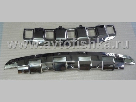 Mercedes W164 ML (05-11) накладки на передний и задний бамперы и полированной нержавеющей стали, комплект 2 шт.