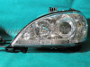 Mercedes ML W163 (98-05) фары передние линзовые хромированные, с нижней подсветкой, с мотором электрокорректора, с противотуманным светом, комплект 2 шт.