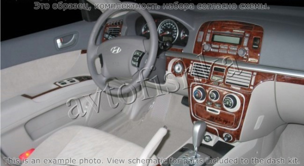 Декоративные накладки салона Hyundai Sonata 2006-н.в. с OEM деревом