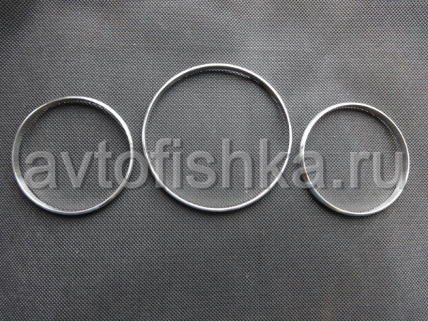 Mercedes ML W163 (98-05) декоративные кольца шкал комбинации приборов, полированный алюминий.