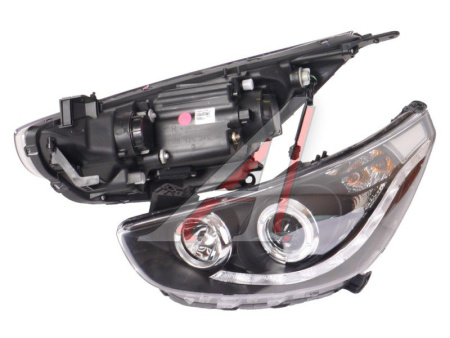 Hyundai Solaris (2011-) фары черные с ходовыми огнями, корректор, линзовые