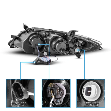 Toyota Camry XV40 рестайл (2010-2011) фары передние линзовые хромированные, с светодиодной подсветкой ДХО