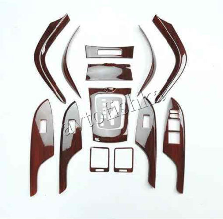 Toyota Corolla (2006-2013) накладки панелей салона, дизайн под дерево, левый руль, комплект 14 предметов.