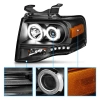 Ford Expedition (07-14) фары передние линзовые черные, с ангельскими глазками и ДХО