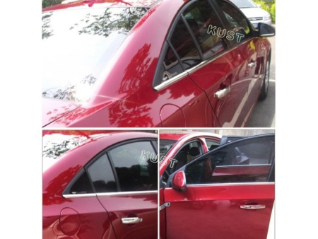 Chevrolet Cruze (08-) наружние планки оконных рамок дверей из нержавеющей стали, комплект 6 шт.