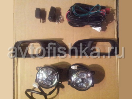 Toyota Camry V40 (2006-2009) передние дневные ходовые фары вместо противотуманных фар, полный установочный комплект.
