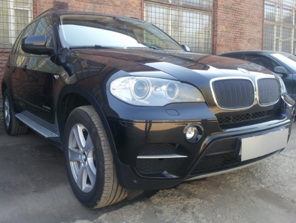 BMW X6; X5 (06–12) Защита радиатора Premium, чёрная (3D)