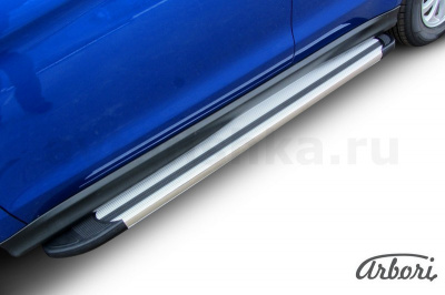 Комплект защиты штатных порогов алюминиевый профиль Arbori "Luxe Silver" 1700 серебристая MITSUBISHI ASX 2014-