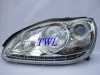 Mercedes S W220 (98-05) фары ксеноновые передние линзовые хромированные, под штатный ксенон D2S, с электрокорректором, с подсветкой DRL, комплект 2 шт.