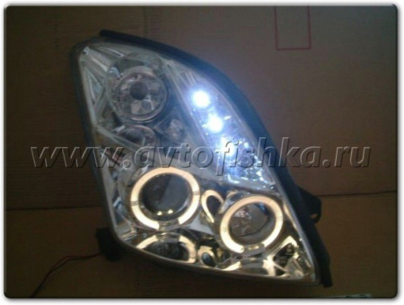 Suzuki Swift (04-) фары передние линзовые хромированные, со светодиодами, комплект 2 шт.