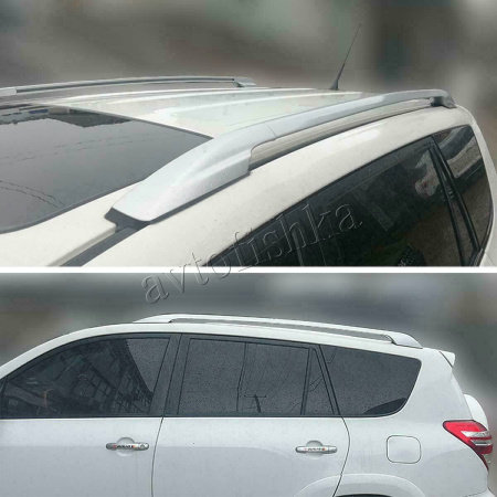 Toyota RAV4 (06-09), (09-) короткая база рейлинги продольные на крышу, алюминиевые серебристые, дизайн "Оригинал", установочный комплект.