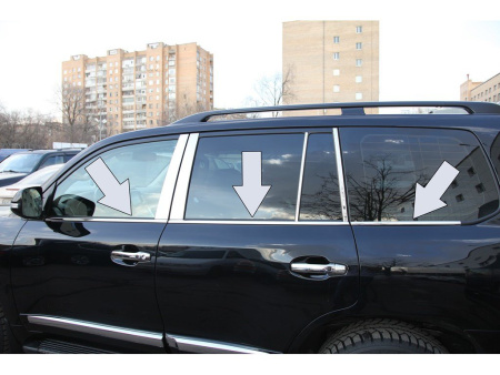 Toyota Land Cruiser Prado 150 (10-) молдинги нижней кромки окон из полированной нержавеющей стали, комплект 6 шт.