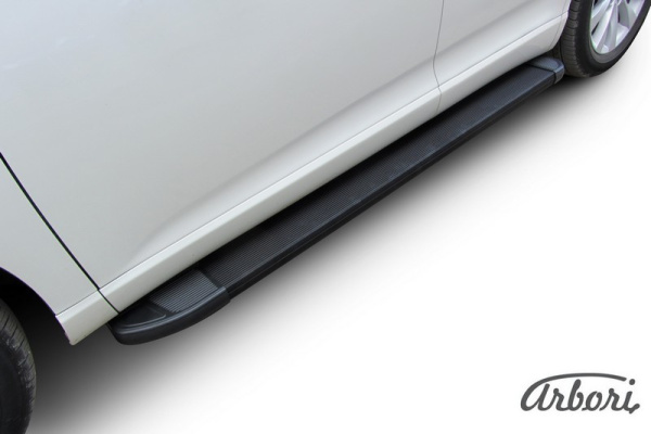 Комплект защиты штатных порогов алюминиевый профиль Arbori "Optima Black" 1800 черная TOYOTA VENZA 2012-