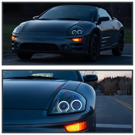 Mitsubishi Eclipse 2000-2005 фары линзовые черные с ангельскими глазками