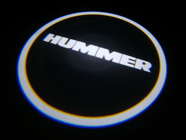 Лазерная подсветка Welcome со светящимся логотипом Hummer в черном металлическом корпусе, комплект 2 шт.