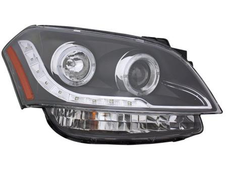 Kia Soul (10-) фары передние черные линзовые с DRL подсветкой, комплект 2 шт.