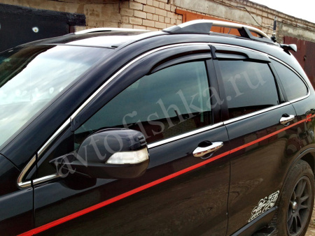 Honda CR-V (2006-) дефлекторы окон темные с хромированным молдингом, дизайн Mugen