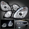 Lexus GS300, GS400, GS430, Toyota Aristo (97-05) фары передние линзовые хромированные со светящимися ободками и DRL подсветкой, комплект 2 шт.