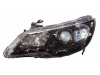 Honda Civic VIII (06-) фары передние линзовые черно-хромированные, со светодиодной подсветкой, под корректор, комплект 2 шт.