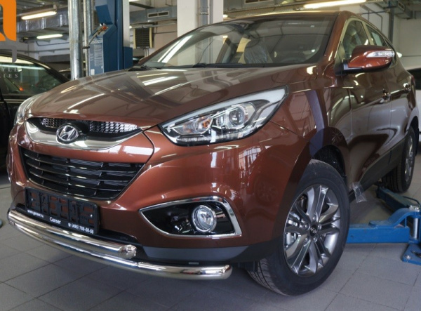 Hyundai ix35 (10–/14–) Защита переднего бампера двойная d 60/60 мм, нерж.