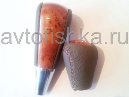 Toyota Land Cruiser 100 VXR (03-07), Lexus LX470 ручки на рычаги переключения передач АКПП, светлое дерево и бежевая кожа, под ступенчатый селектор, без фиксатора