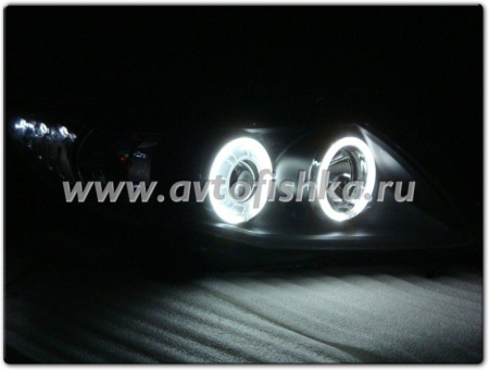 Toyota Corolla (2006-2010) фары передние линзовые черные, со светящимися ободками, комплект 2 шт.