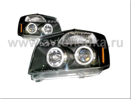 Nissan Titan (04-15), Armada (04-07) фары передние линзовые, со светящимися ободками и светодиодной подсветкой, комплект 2 шт.