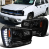 Chevrolet Trailblazer (01-09) фары передние черные, с DRL подсветкой, комплект 2 шт.